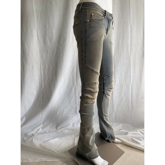 Balmain Women's Moto-style Distressed Low-Rise 36 - Picture 5 of 12